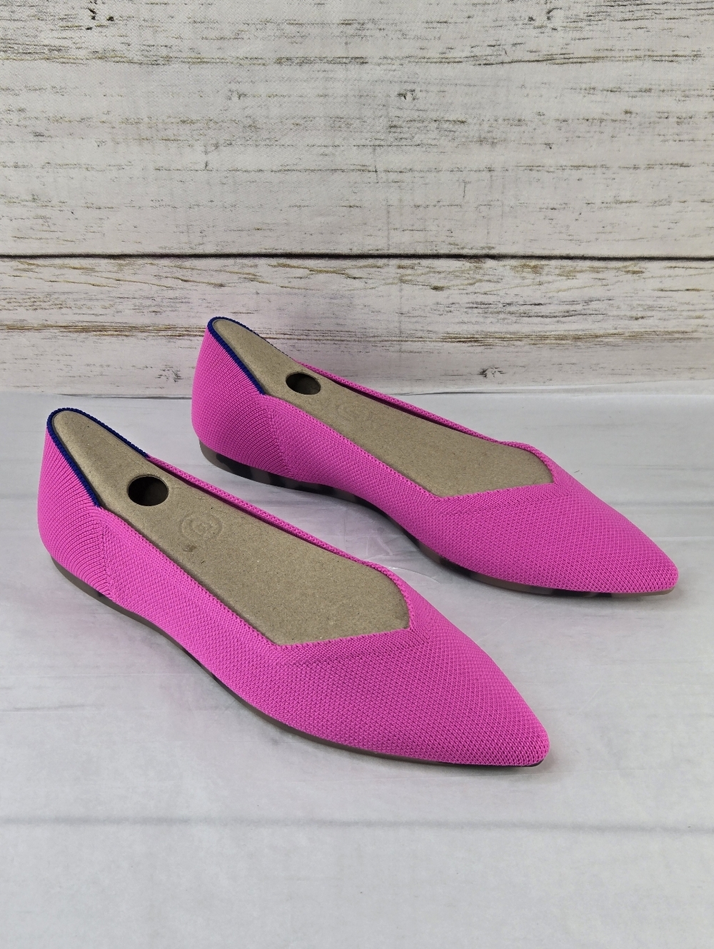 Rothy's Ballet Flats Pointed Toe Knit Dragon Fruit Hot Pink Women's Size 8